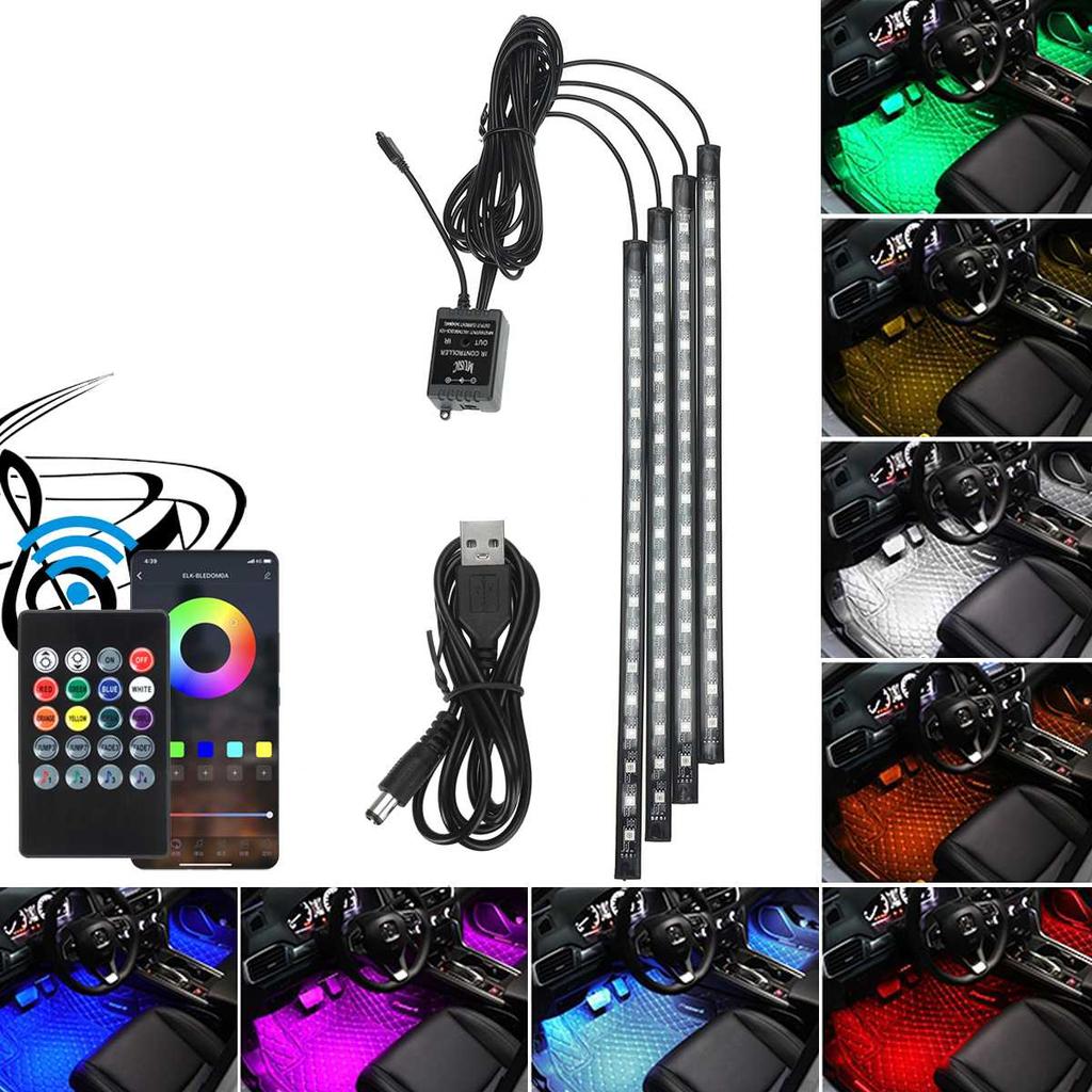 Автоматическое окружающее освещение 72 светодиодные ленты для украшения салона автомобиля RGB приложение с дистанционным управлением атмосферная лампа для автомобильных аксессуаров