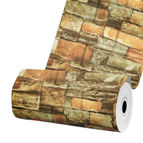1 рулон обоев с кирпичным узором, самоклеящиеся винтажные настенные наклейки, легко отклеивающиеся и приклеивающиеся водонепроницаемые грязеотталкивающие обои для стен гостиной