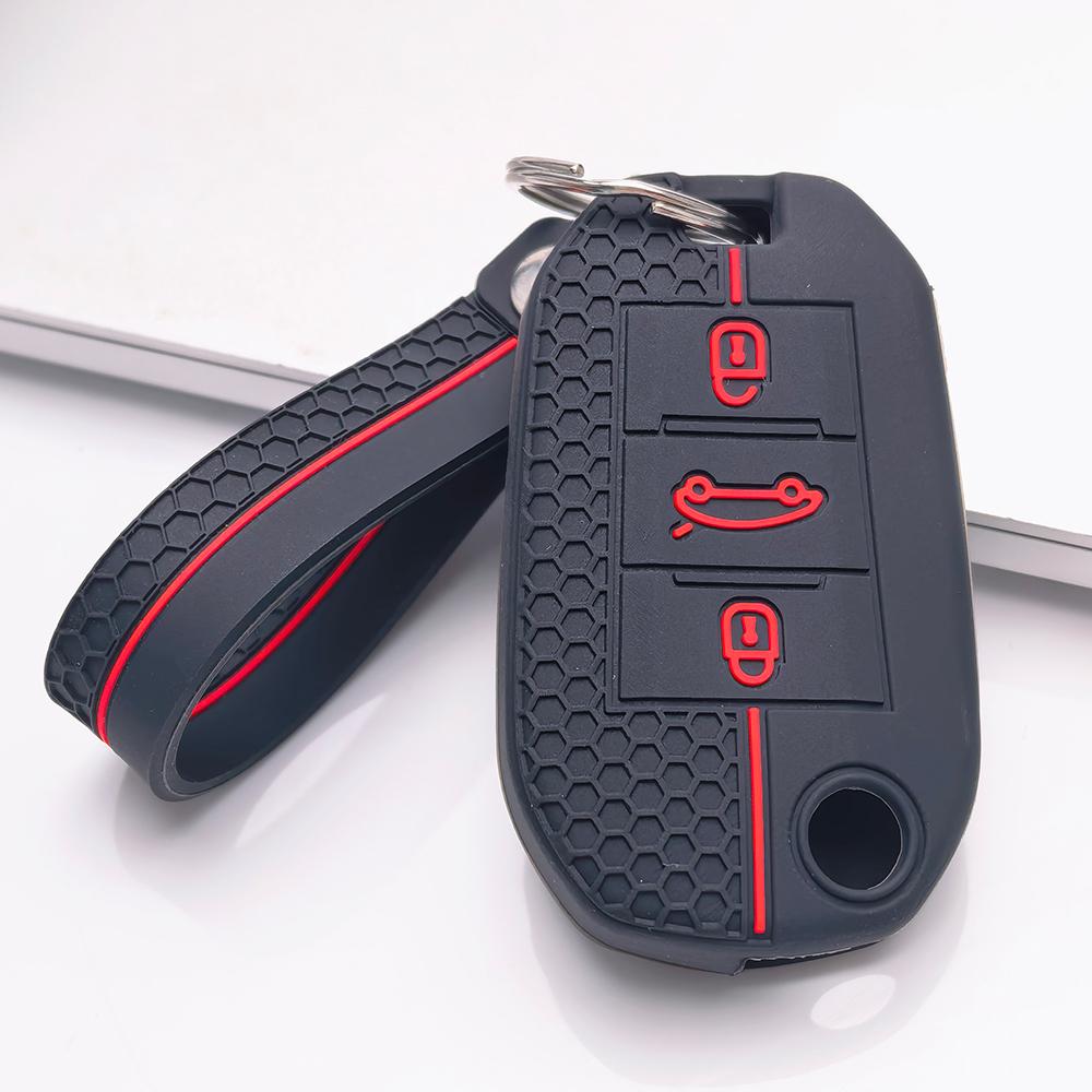 Чехол для брелока для Peugeot 3008 5008 208 308 408 508 4008 C3 с брелоком, поверхность устойчива к царапинам, ударопрочная конструкция, текстура с мягким захватом