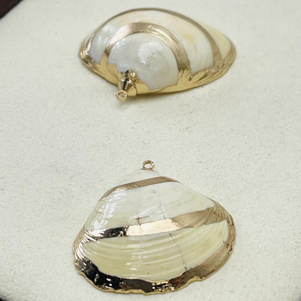 5 шт., Подвески-шармы из натуральной ракушки, сплава цинка с золотистым краем для DIY, аксессуары для унисекс-ожерелья, для изготовления ювелирных изделий или украшения аквариума