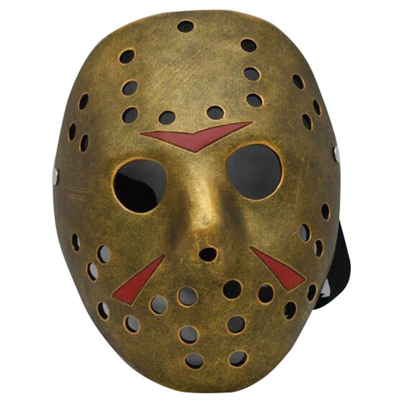 Яркая маска на Хэллоуин для вечеринок с уникальным дизайном Джейсона в желтых и медных тонах