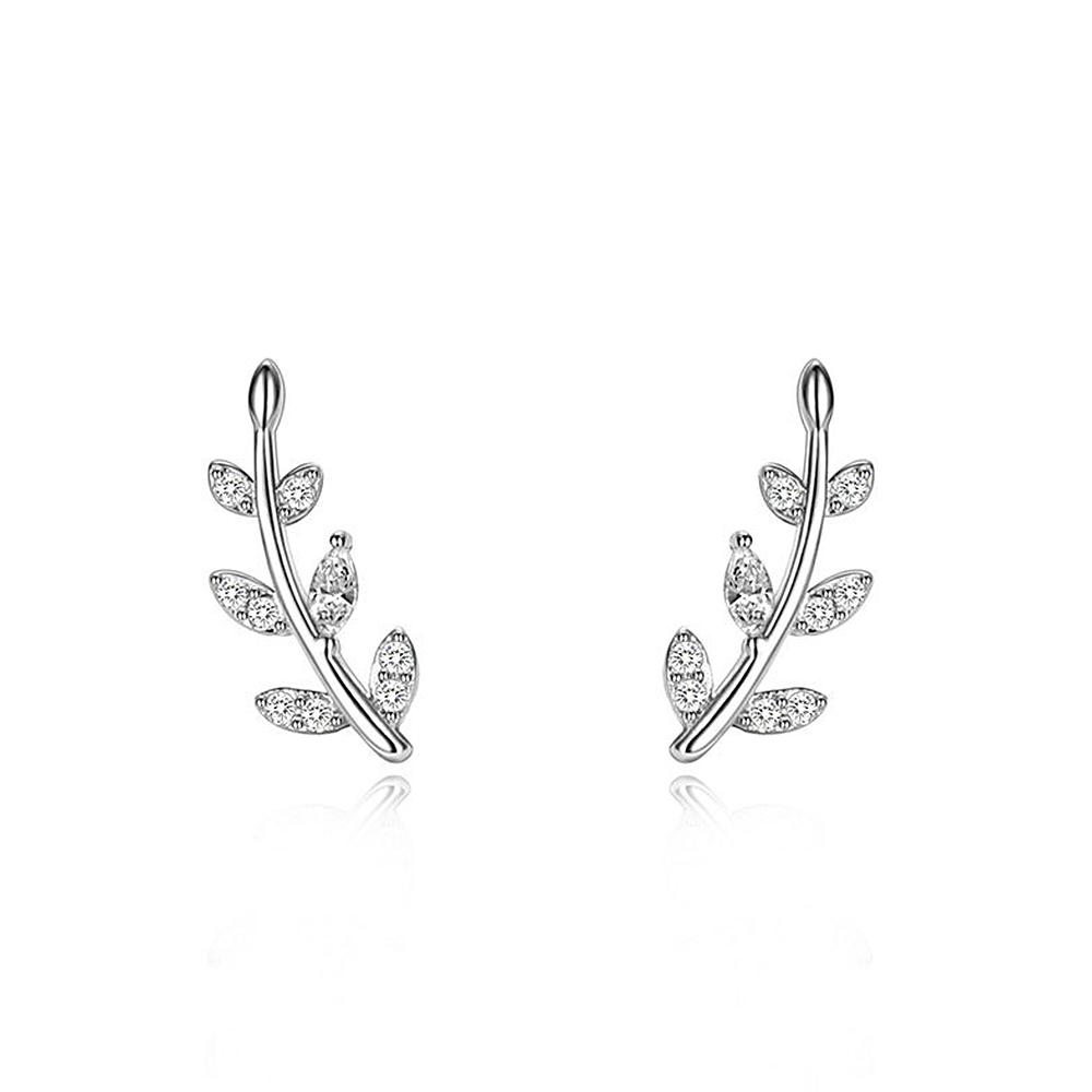 Fashion Fresh Olive Branch Leaf Earrings Stud Silver Color/Gold Color Exquisite Piercing Earrings for Women Chic Jewelry
