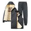 Мужской спортивный костюм Модный джоггер Зимний графеновый флис Теплая куртка с капюшоном Жилет + Брюки 3 предмета Мужской повседневный костюм для бега и спорта