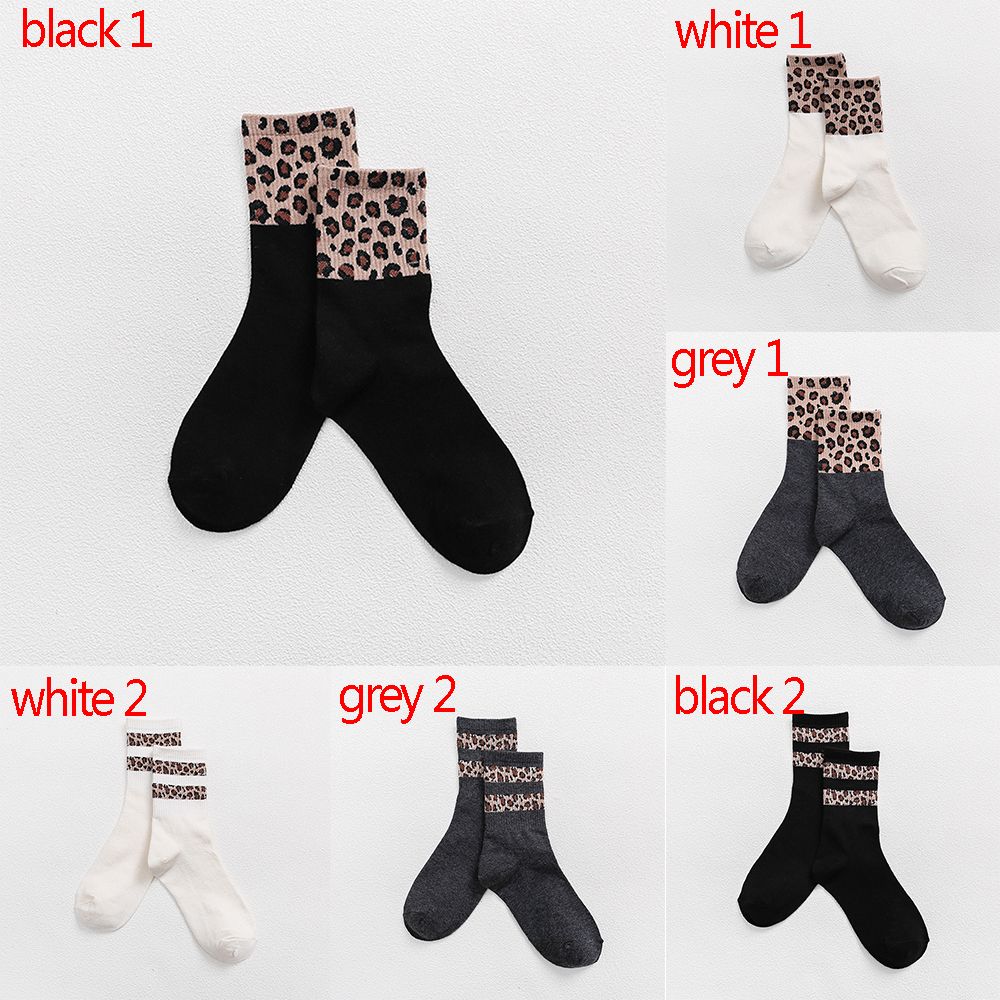 Retro Style Cotton Leopard Pattern Warm Socks Mid Tube Socks Autumn Winter Long Socks