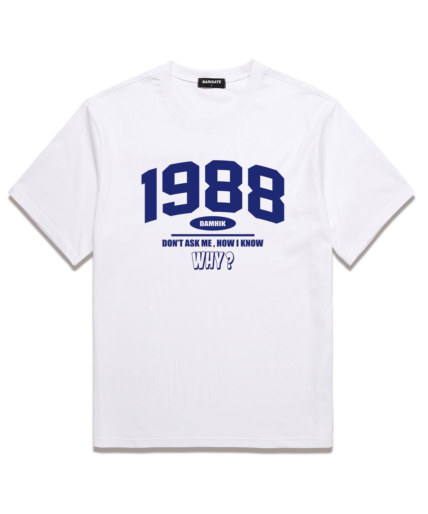 Baligeiteu 1988 Почему футболка оверсайз с коротким рукавом (Bs024) Белый/Синий