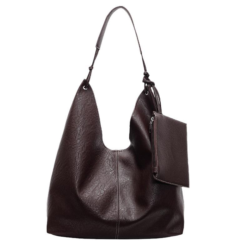 2025 новая высококачественная сумка-тоут на плечо из мягкой кожи, вместительная повседневная сумка-ведро, ленивая кроссбоди, для通勤, под мышку