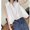 2023 Summer White Sleeveless Top Women Fashion Women Tank Top Solid Casual Shirt For Women Clothing Elegant Blusas 27619