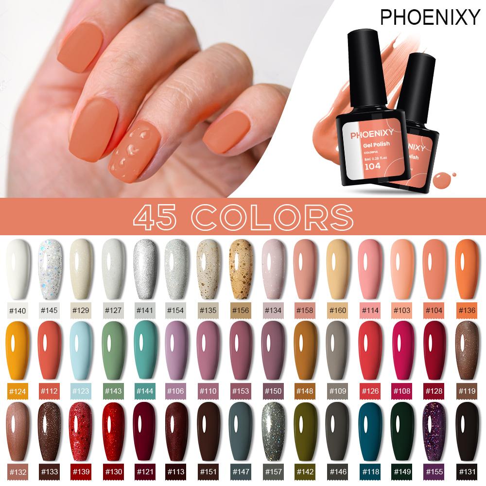 PHOENIXY Набор гель-лаков для ногтей 12/18/20/30/45 шт. Набор 8 мл Гибридный полупостоянный УФ-светодиодный набор для маникюра