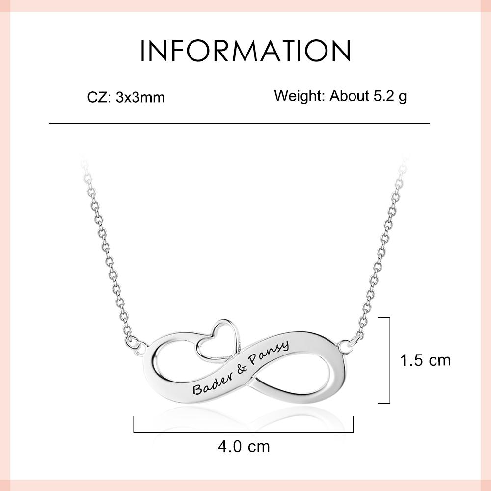 Fashion Personalized Necklaces Silver Color Infinity Pendant Custom Name Eternity Love Jewelry Wedding Gift For Women
