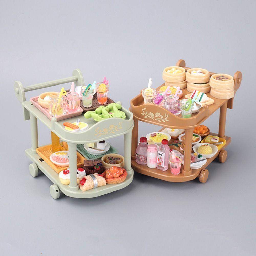 С моделью еды тележки для кукольного домика с едойМини-еда и игровая тележка для еды аксессуары для кукольного домика