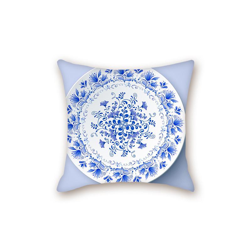 2025 Modern Blue & White Porcelain Series Backrest Pillow Cover for Sofa & Bed