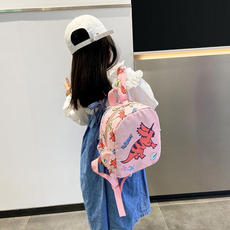 Adorable Cartoon Dinosaur Print Children's Backpack Lightweight Canvas School Bag