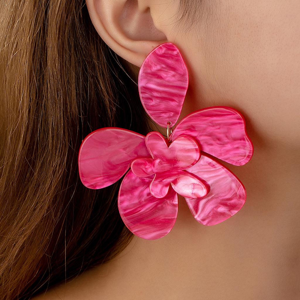 Акриловые серьги-цветы большого размера, персонализированные серьги-цветы из ацетатной пластины в курортном стиле