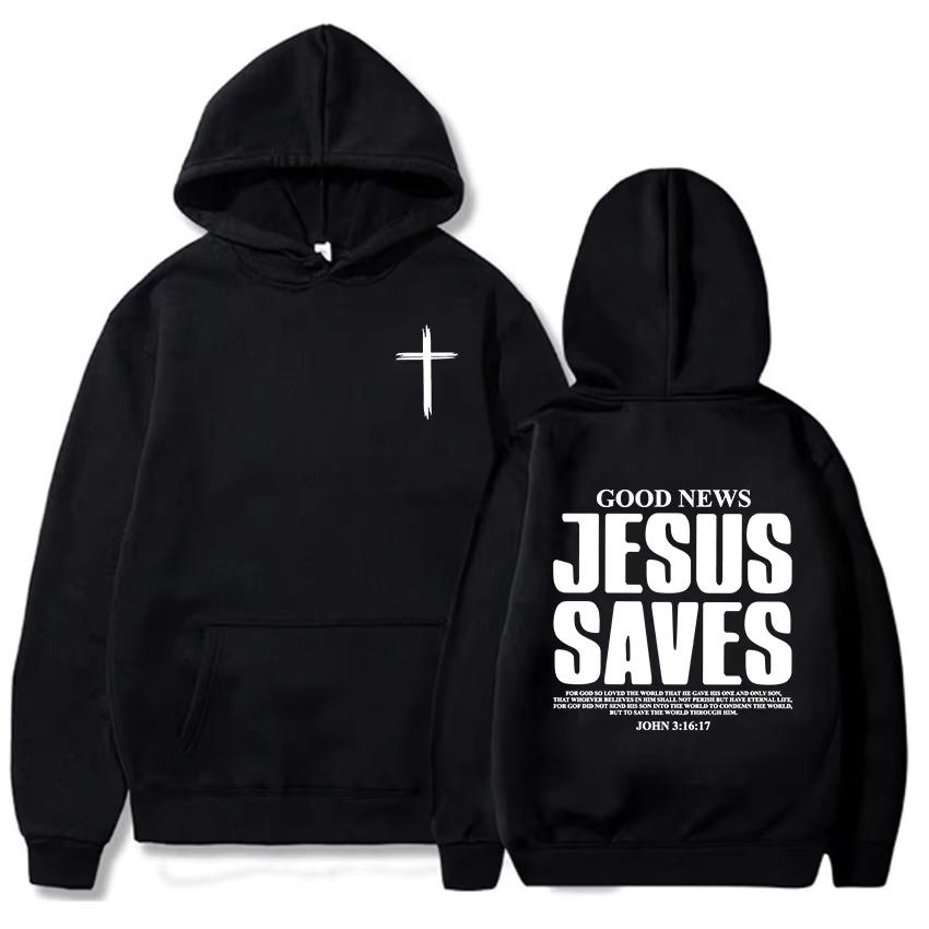 Jesus Saves John 3:16:17 Hoodies Christian Bible Verse Sweatshirts Men Women Clothes Winter Comfortable Pocket Pullovers Graphic