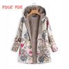 Повседневная теплая женская толстовка с карманами, длинным рукавом, застежкой-молнией, винтажная флисовая куртка с цветочным принтом, пальто