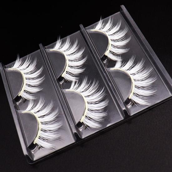 Yousheng 6 шт. Накладные ресницы для макияжа Мягкие Удобные в носке Химическое волокно Аниме Белые накладные ресницы для маскарада