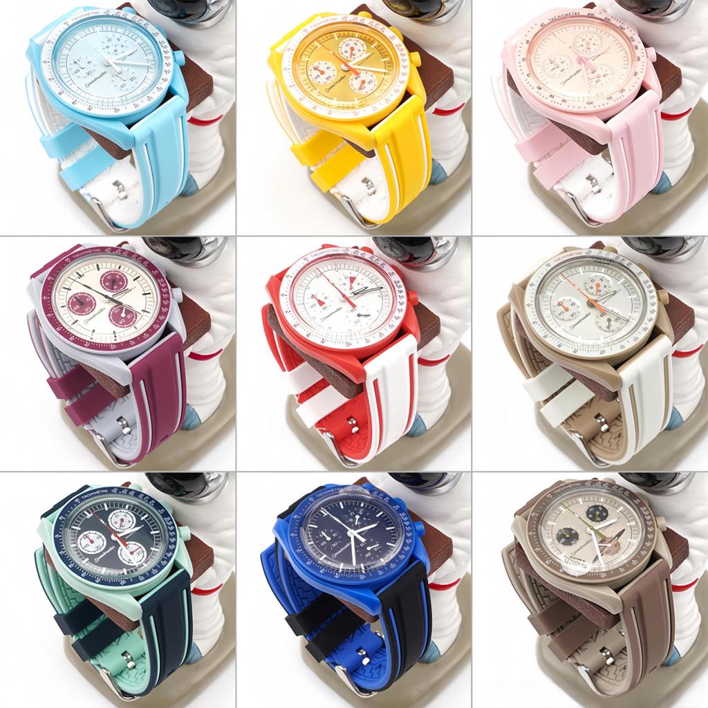 Jumpsunfun 20мм Ремешок для часов для Swatch x OMEGA Speedmaster Силиконовый ремешок для часов с быстросъемным механизмом Замена Черные и серые полосы MoonSwatch, Инструмент,