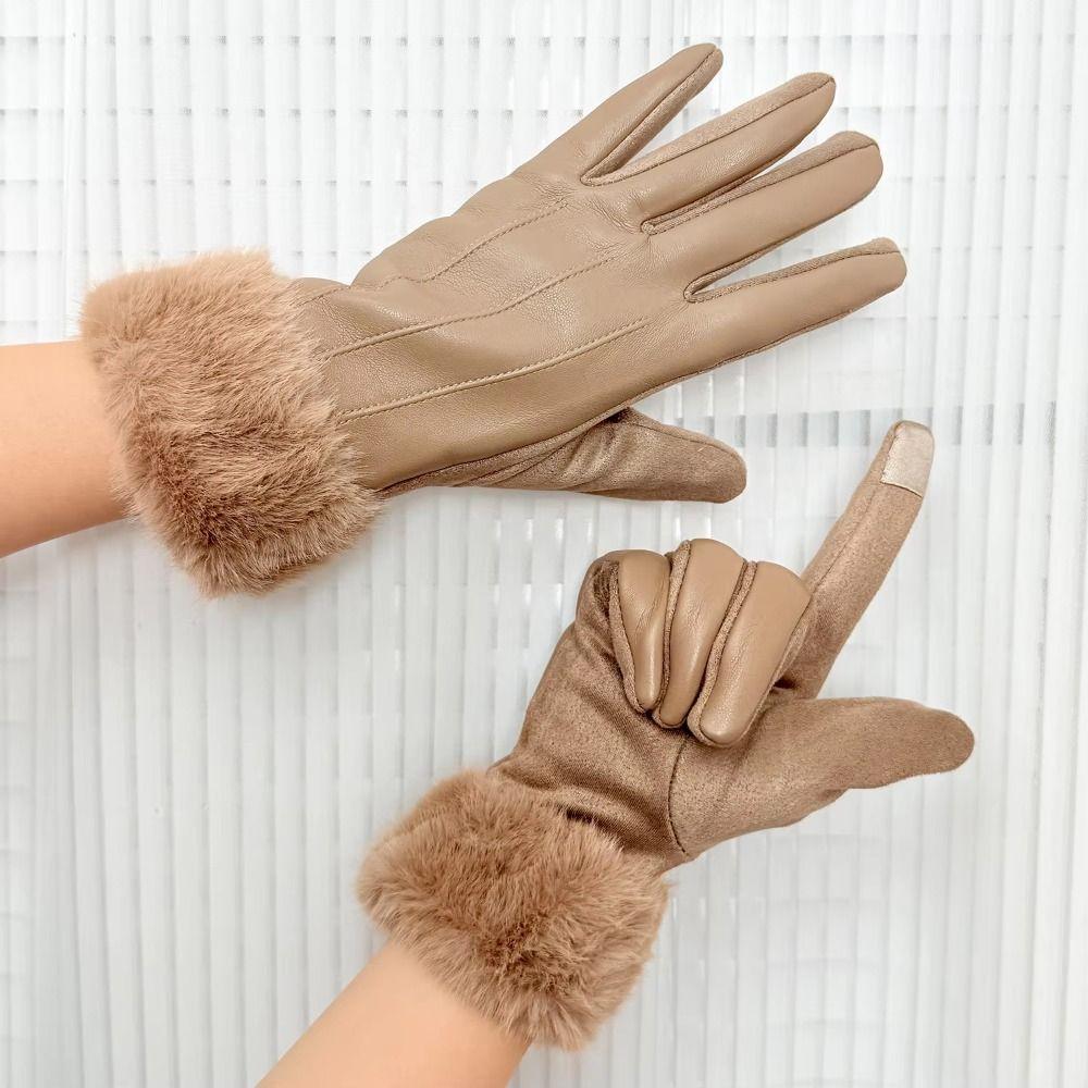 Утепленные женские кожаные перчатки с тепловой подкладкой, женские зимние термоперчатки для вечеринок