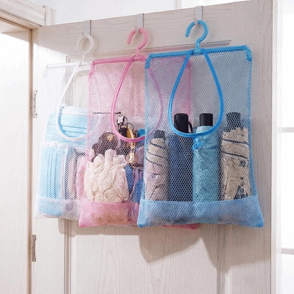 3PCS Quick Dry Hanging Mesh Storage Bag Space Saving Clothespin Mesh Bag Closet