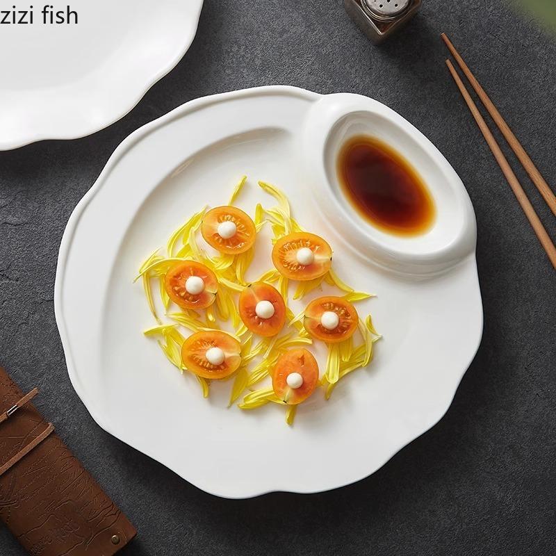 Solid Color Ceramic Shaped Plate Creative Dessert Dim Sum Plate Snack Plate Dumpling Plates Molecular Cuisine Hotel Tableware
