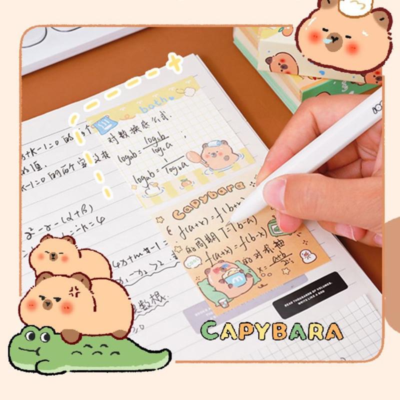 200 листов милый мультяшный капибара не липкая записная книжка выдвижной тип бумага для заметок разрываемая бумага для заметок эстетическая канцелярия