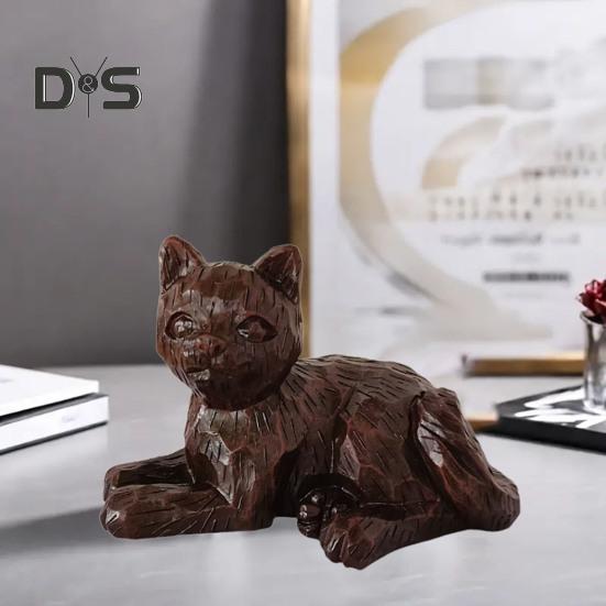 Резьба по дереву сидящая кошка смоляная фигурка мини-статуэтка котенка скульптура домашний офис книжная полка настольное украшение орнамент