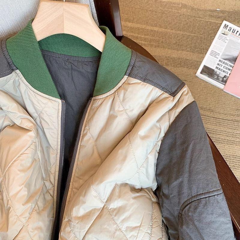 Уютная свободная хлопковая куртка в стиле пэчворк в гонконгском стиле для женщин на осень-зиму