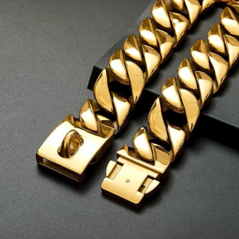 32mm Thick Stainless Steel Dog Collar Chain Bulldog Doberman Rottweiler Pet