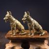 62KD Brass Metal Lucky Fortune Dog Statue Small Ornament Vintage Little Puppy Chinese Desktop Tea Pet Sitting Wolf Animal Gifts