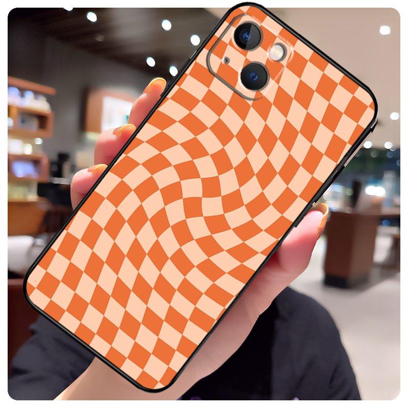 Check Orange Green Moss Twist Phone Case For Apple iPhone 17 Pro Max 17 Air 17Pro Silicone Soft Bumper Cover
