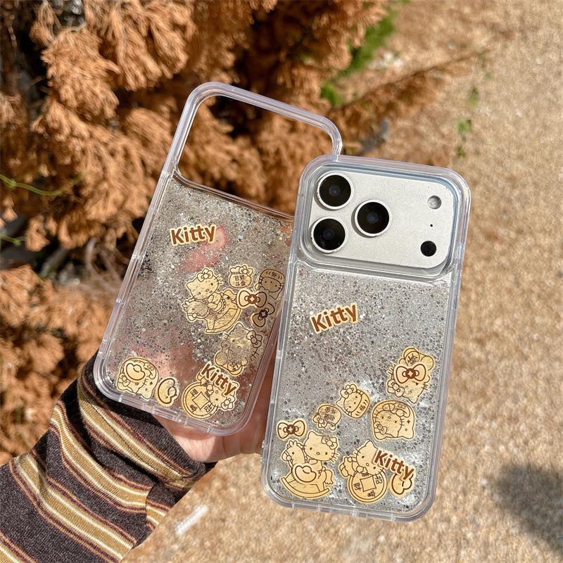 Чехол для телефона «Счастливый кот с пересыпающимся песком» для iPhone 14/13/12 ProMax - Ударопрочный