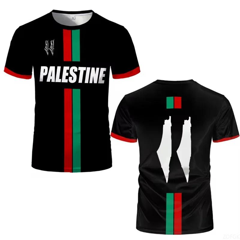 Palestine Flag 3D Printed Plus-size Men's T-shirt Casual Outdoor Sports Quick Drying Breathable Training Match Football Jersey