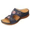 Summer Women Wedge Sandals Premium Orthopedic Open Toe Slipper Vintage Anti-slip Leather Casual Female Platform Embroidered Shoes