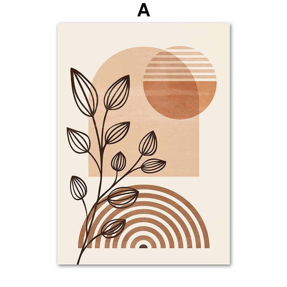 Бохо абстрактные геометрические солнце луна лист минимальные ботанические постеры и принты галерея настенная живопись на холсте Эстетический декор комнаты