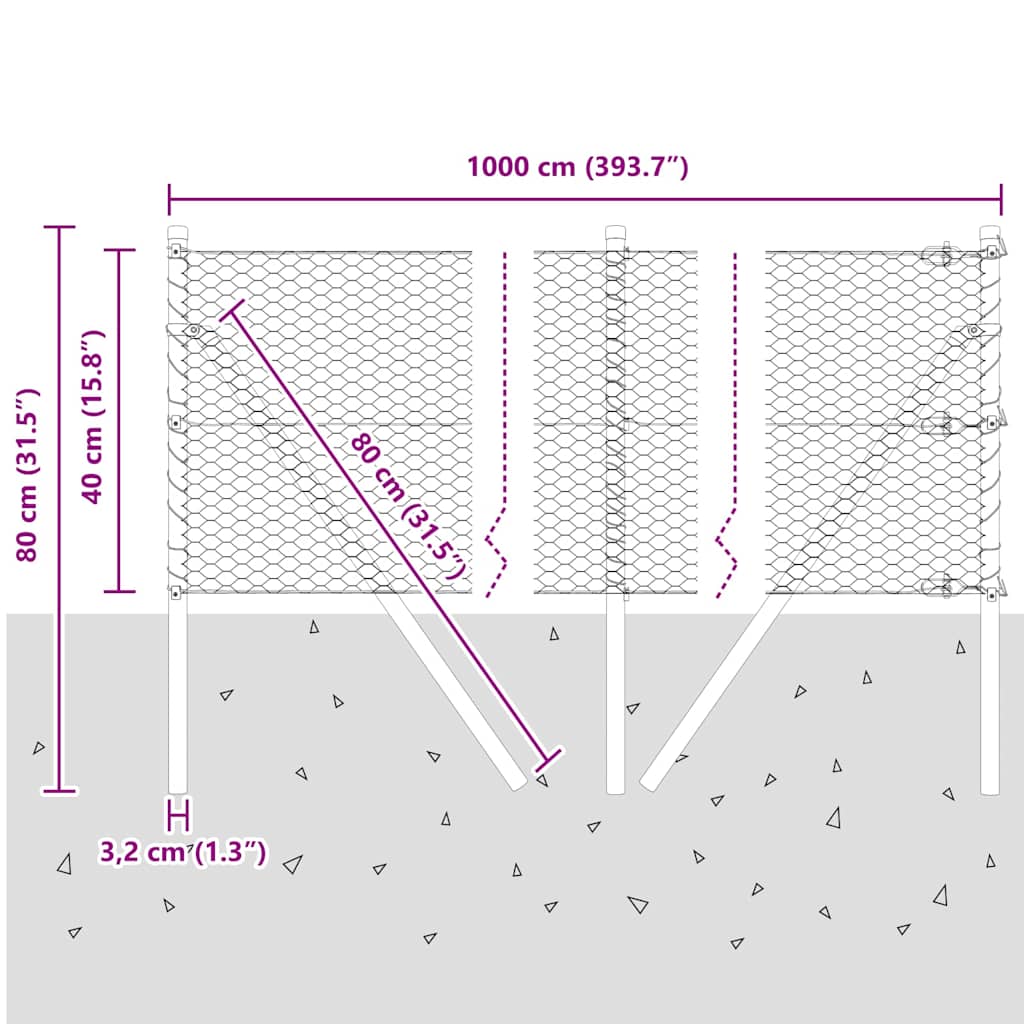 Ground Fix Welded Wire Fence 10 x 0.4 m (W x H)
