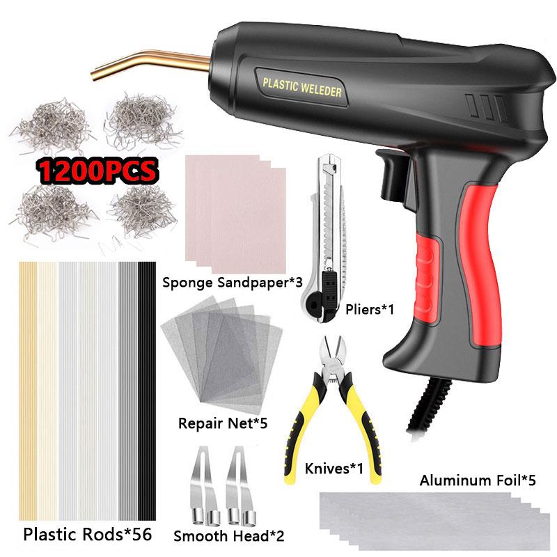 200W Plastic Welder 2 In 1 Car Bumper Repair Plastic Welding Repair Kit With Wipe Flat Head Tool +400/1200Pcs Welding Nail