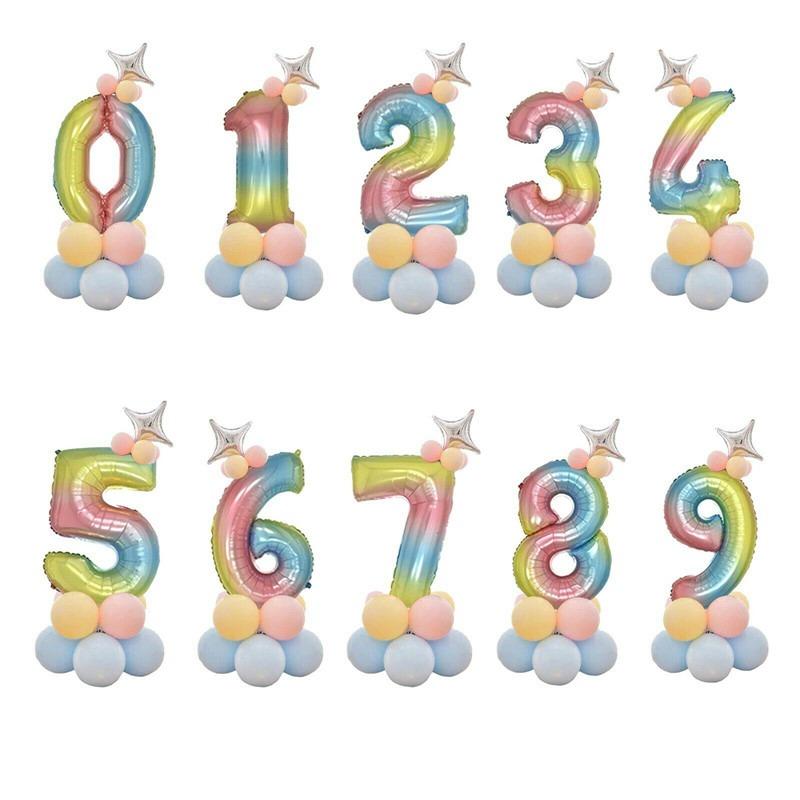 Комбинированный набор из алюминиевой пленки, воздушный шар, украшение на день рождения, свадебные украшения, башня из воздушных шаров с номером