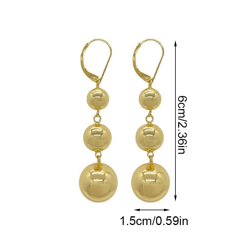 A Pair Round Bead Earrings Bead Design Earrings Simple Multi-Layer Sphere Fashionable Ear Accessories European And American Style