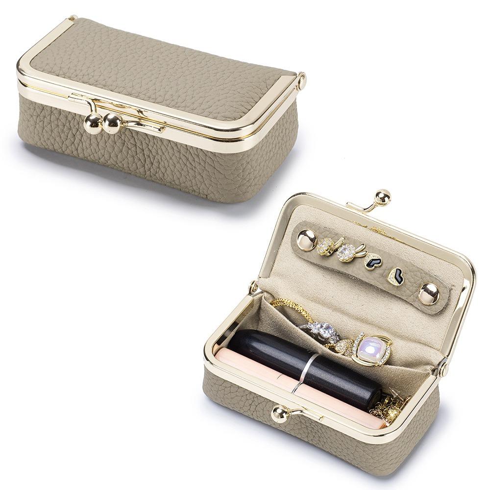 Exquisite Leather Jewelry Storage Bag Solid Color Jewelry Storage Box Cosmetic Bag Woman Girls