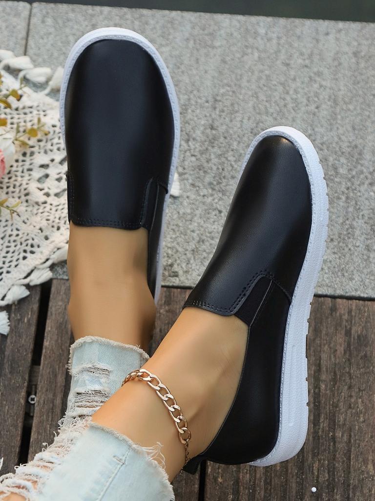 Мода Новые Осенние Женские Туфли На Плоской Подошве С Круглым Носком Для Женщин Мокасины На Платформе Без Застежек Уличные Офисные Дамские Нескользящие Однотонные Туфли