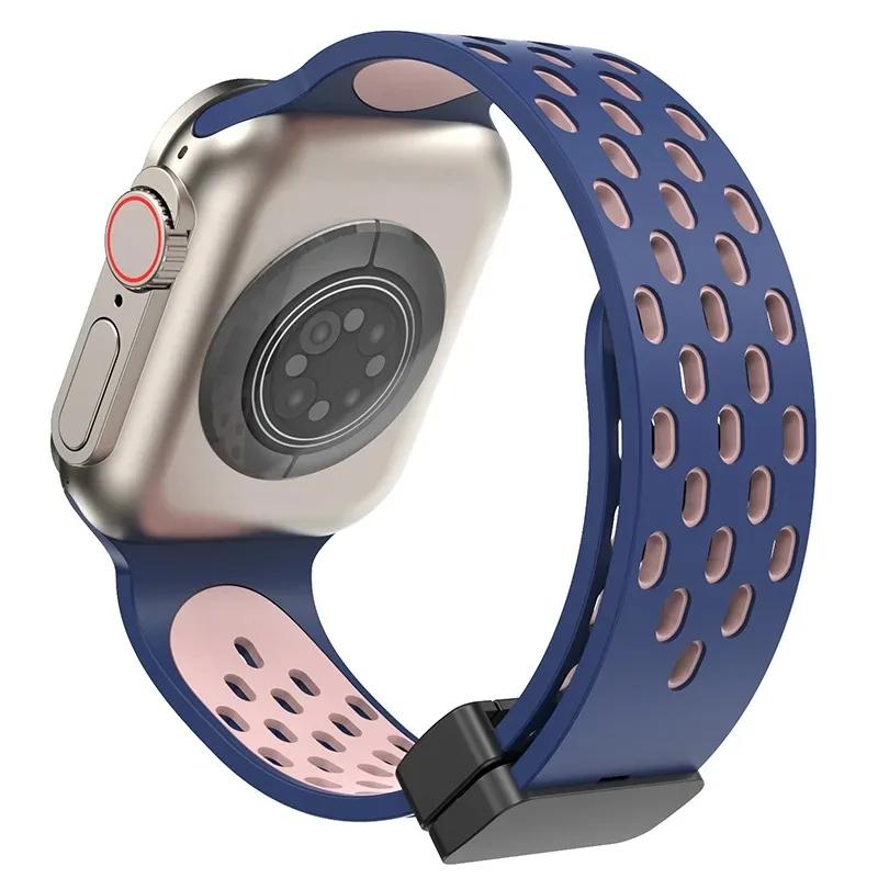Магнитный силиконовый ремешок для Apple Watch Band Ultra 3 2 49мм 45мм 41мм Браслет для iWatch Series 11 10 9 8 7 6 SE 5 4 3 38мм 46мм 42мм 44мм