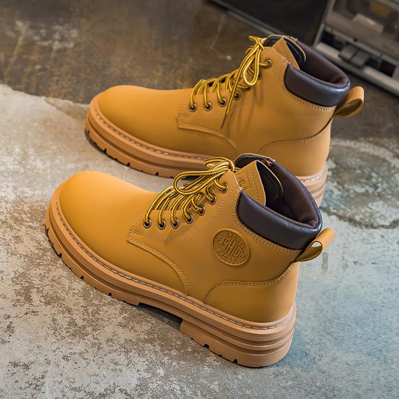 Autumn High-top Martin Boots Couple's Retro Tooling Short Shoes Men's Outdoor Thick-soled Big Yellow Boots