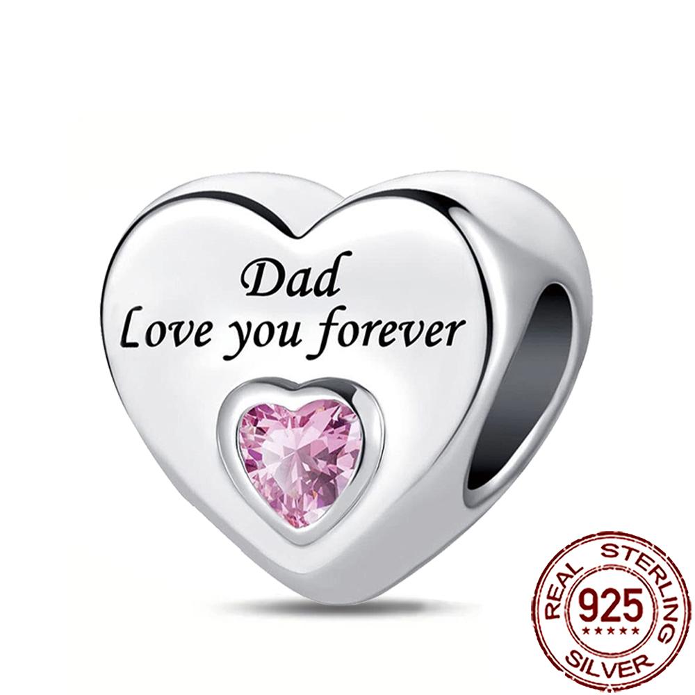 New Charms 925 Silver Sister Daughter Mum Mother Family Love Heart Beads Fit Origina Bracelet Necklace DIY Jewelry