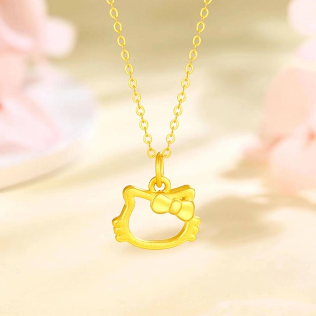Fanhua Brand Jewelry Fashion 24K 999 Pure Gold Waterproof Non Tarnished Kitty Necklace
