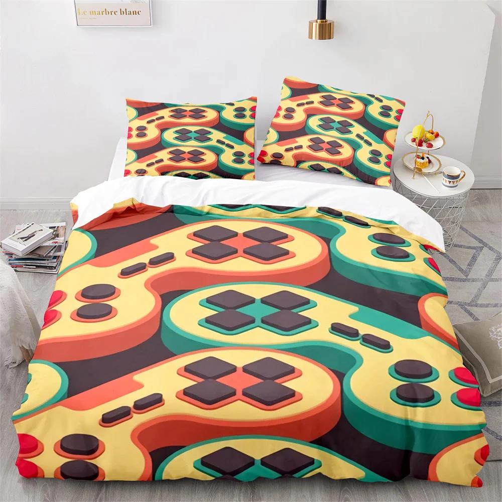 Комплект пододеяльника с геймпадом для мальчика Односпальный Двуспальный размер Для мальчиков Девочек Любителей игр Постельное белье Полиэстер Пододеяльник с наволочкой