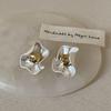 Hong Kong Style Retro Matte Petal Metal Stud Earrings Female Personality Unique Light Luxury Exquisite Fashion Versatile Earrings
