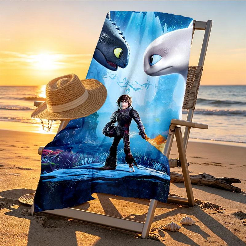 How to Train Your Dragon Print Beach Towel Design, Soft, Lightweight. for Home Bathroom, Spa, Pool, Yoga, Surfing, Camping, Gift for Family, Friend