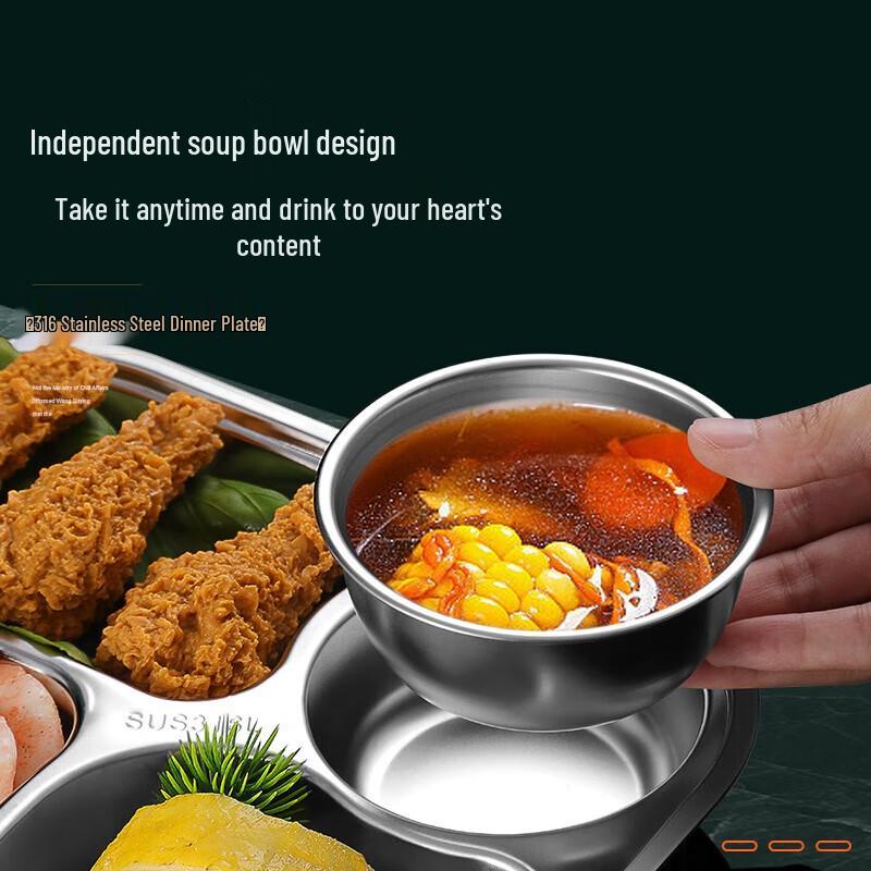 Chahua 316 Stainless Steel Kids Divided Plate Dinnerware Set