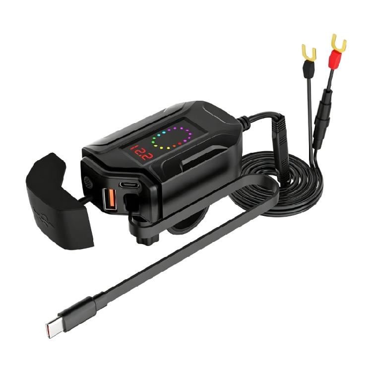 Многофункциональный адаптер питания для зарядки мотоцикла с USB A, USB C и выдвижным кабелем для зарядки нескольких устройств