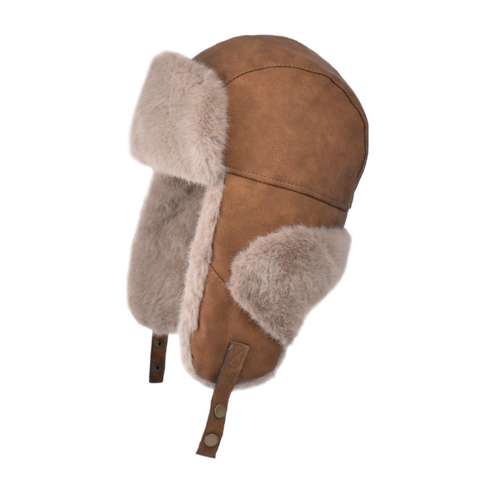 Thickened Ear Protection Hat Windproof Ski Pullover Cap Casual Faux Fur Pilot Cap  Winter